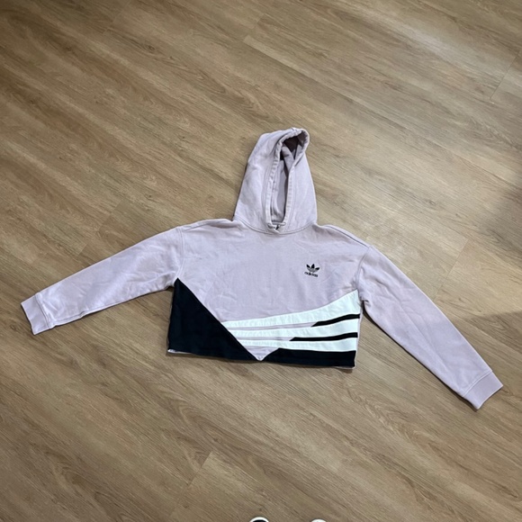 Adidas Bossy 90s Oversized Trefoil Cropped Hoodie Sweatshirt/Size Medium - Picture 15 of 16